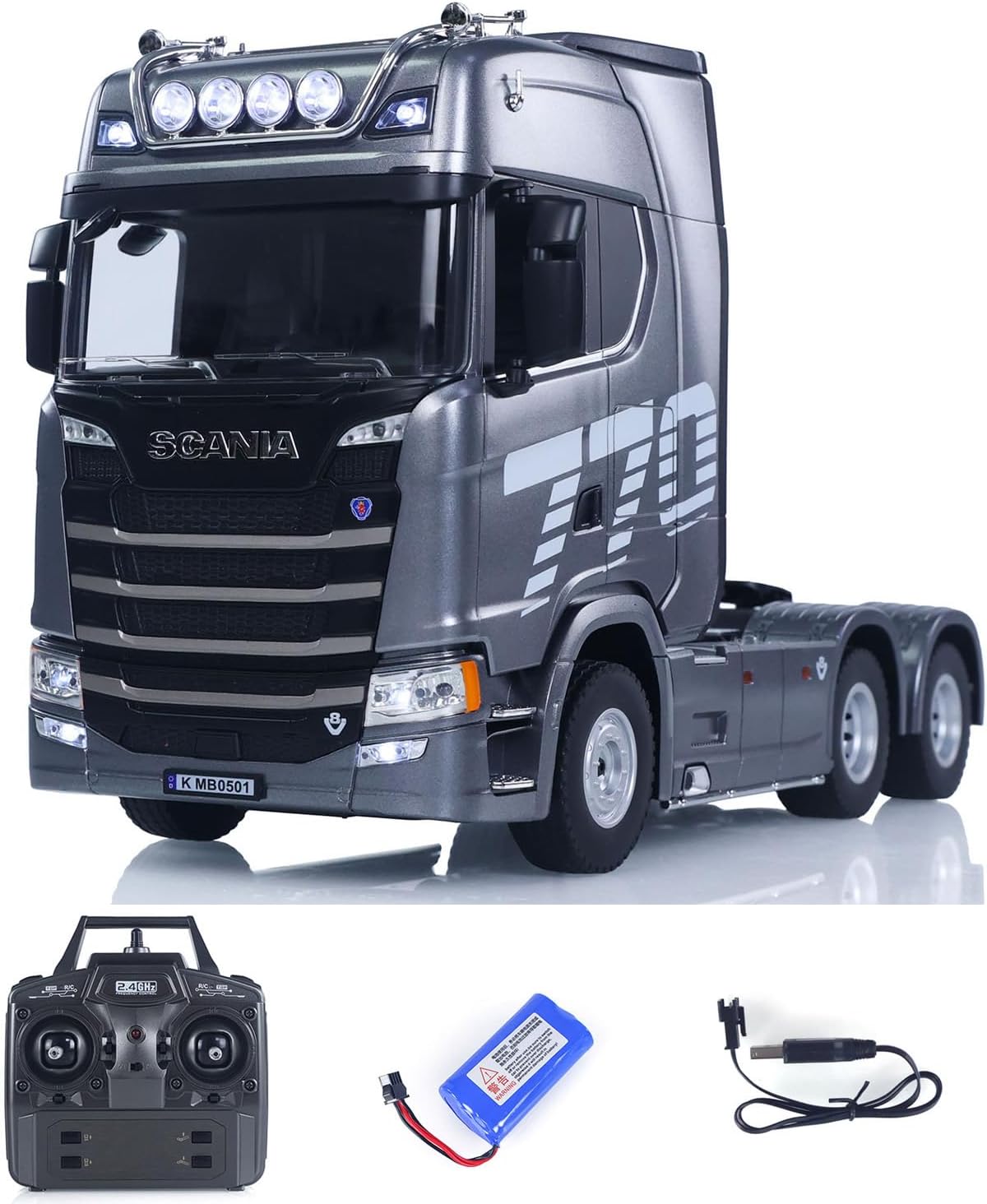 1501 rot Scania 770S 1/18 RC Truck Huina – RTR LKW mit Licht- & Soundeffekten 19CH-