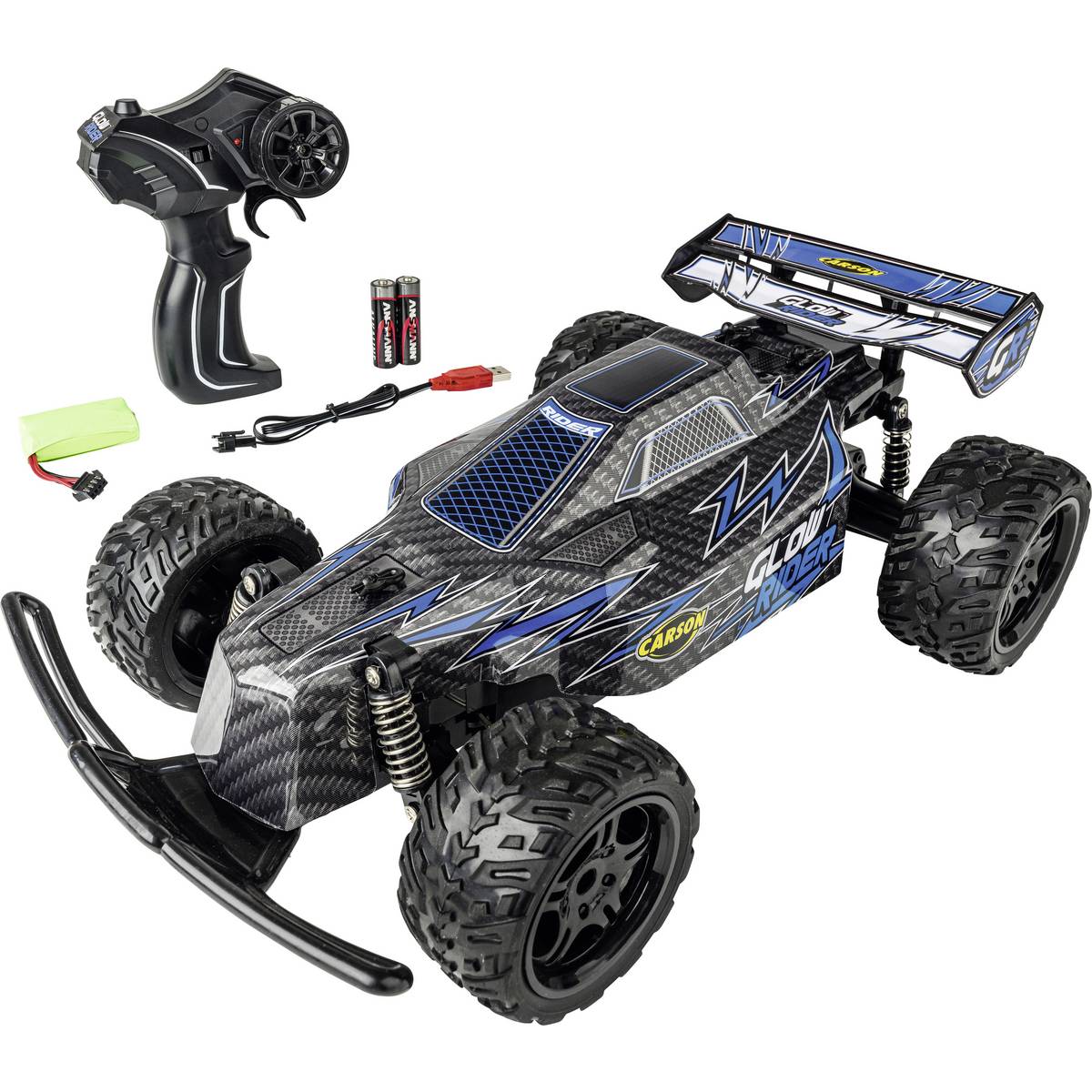 Carson Modellsport Glow Rider Blau 1:12 RC Modellauto Elektro Buggy