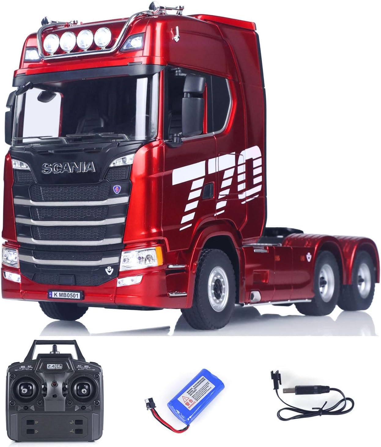 1501 rot Scania 770S 1/18 RC Truck Huina – RTR LKW mit Licht- & Soundeffekten 19CH-